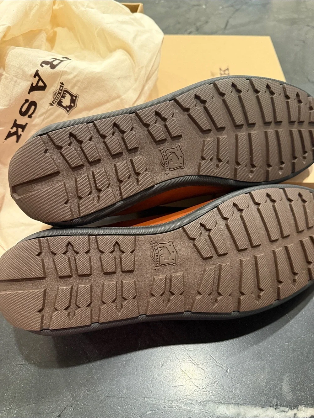 Trask Tan Leather Penny Loafers